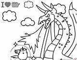 Pusheen Coloring Dragon Pages Fighting Printable Against Color Kids Getdrawings sketch template