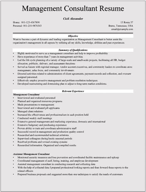 management consulting resume examples for microsoft word