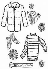 Clothes Coloring Winter Pages Print sketch template