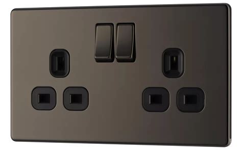 colours  black nickel switched double socket departments diy  bq