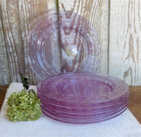 Antique Lavender Depression Glass Plates Amethyst Dishes Etsy