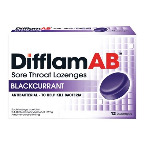 difflam ab sore throat lozenges blackcurrant 12 s watsons malaysia
