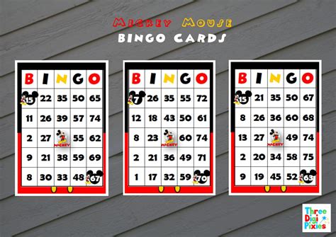 mickey mouse themed bingo cards mickey mouse party bingo
