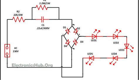 mains operated led light circuit working  advantages circuit diagram lights