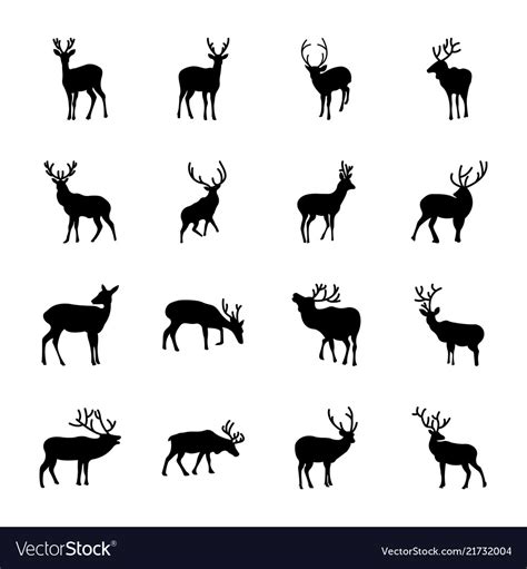 reindeer silhouette set royalty  vector image