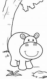 Hippo Smiling Coloring Sheet Boys Cute Girls sketch template