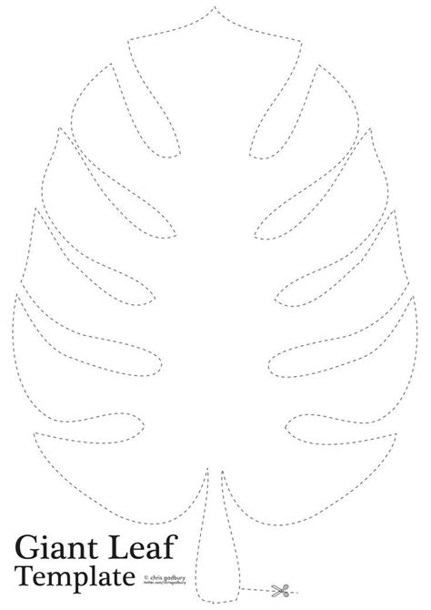 outline jungle leaf template printable