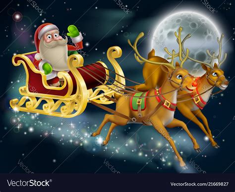 santa claus sleigh scene royalty  vector image