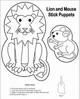 Lion Mouse Activities Puppet Stick Coloring Worksheet Activity Worksheets English Kindergarten Literacy Library Preschool Grade Fables Printable Aesop Puppets Craft sketch template