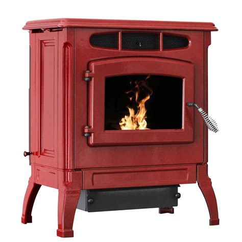 ashley hearth products  sq ft epa certified cast iron pellet stove red enameled porcelain