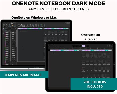 dark mode onenote digital notebook  purple  greenteal