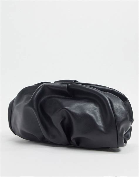 asos design oversized ruched clutch bag  black modesens