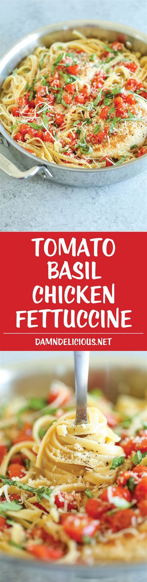 tomato basil chicken fettuccine  quick weeknight italian pasta dish
