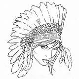 Headdress Outline Apache Sketches Indians Indio Azteca Tattoostime sketch template
