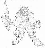 Warcraft Coloring Pages Worgen Character Drawings Games Printable Alliance Werewolf Cataclysm Wow Color Coloriage Concept Imprimer Game Elf Confirmed Playable sketch template