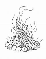 Campfire Coloring Drawing Camping Tattoo Printable Clipart Pdf Drawings Fire Draw Smoke Colouring Campfires Coloringcafe Outdoor Camp Sheet Theme Clip sketch template