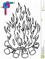Campfire Coloring Cartoon Camp Fire Colouring Clipart Vector Illustration Dreamstime sketch template