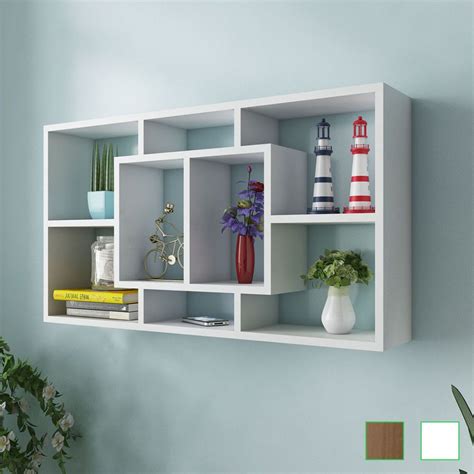 floating wall storage display cabinet unit cubes shelves  compartment