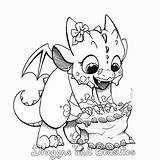 Dragon Coloring Birthday Dragons Drawing Cake Unicorns sketch template