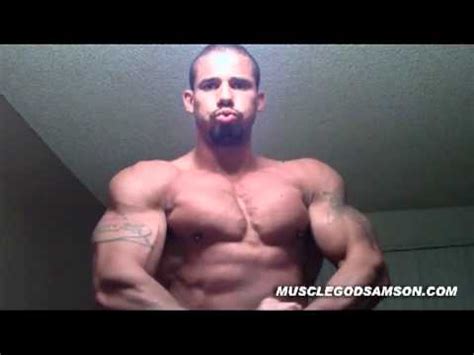 muscle god samson flexing  huge biceps flex bodybuilder youtube