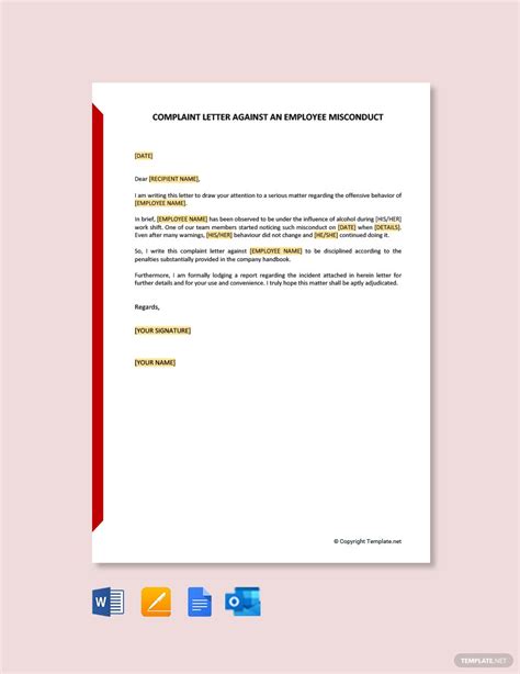 complaint letter   employee misconduct  google docs pages