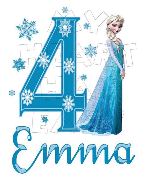 Disney’s Frozen Elsa Birthday With Number 4 Instant Download Digital