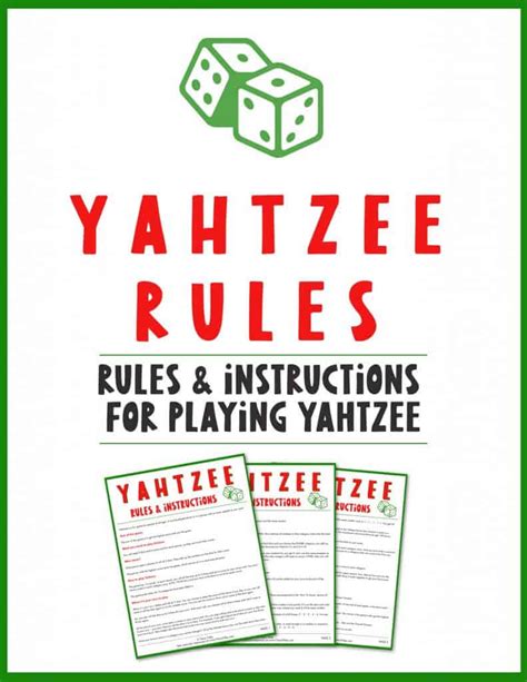 yahtzee rules printable printable templates
