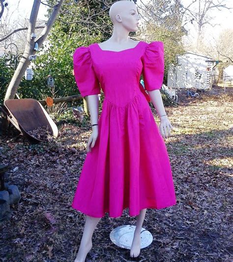 Plus Size 80s Prom Dress In Fuschia With Huge Back Bow And Cascading