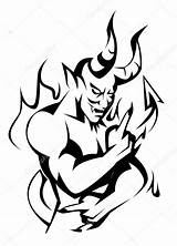 Devil Demon Demons Angels Tattoo Drawings Drawing Clipart Vector Skull Pencil Stencil Angel Easy Fallen Stock Evil Horns Illustrations Satanic sketch template