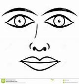 Schwarzweiss Vetor Nose Artistic Boca Facial Labios Olhos sketch template