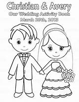 Coloring Wedding Pages Kids Colouring Bride Groom Printable Couple Personalized Activity Book Books Cartoon Favor Pdf Template Etsy Color Drawing sketch template