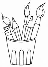 Peinture Malvorlage Pencils Brushes Pinsel Crayons Kostenlose Ausmalen Pinceaux Crayon Pinceau Buntstifte Hittoon Tasse Uyum Okula Etkinlikleri Zeichenunterricht Malvorlagen sketch template