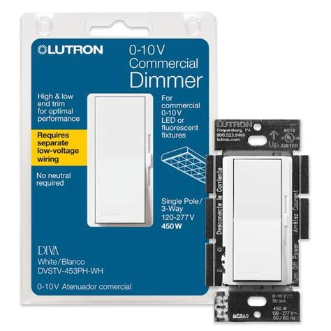 lutron diva dimmer switch    ledfluorescent fixtures single pole    white dvstv