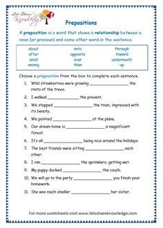 prepositions worksheet teaches students