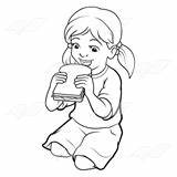 Eating Sandwich Girl Clipart Clip Abeka Line sketch template