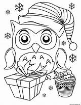 Coloring Christmas Pages Owl Cute Kids Printable Papers Print Book Merry Will sketch template
