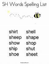 Words Sh Spelling List Coloring Phonics Books Noodle Mini Kids Prints Built California Usa Twistynoodle sketch template