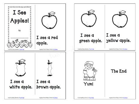 printable apple emergent reader     preschoolers