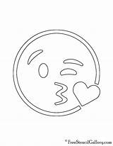 Emoji Kiss Stencil Blow sketch template