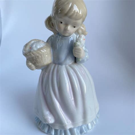 porcelain girl  flower basket figurine etsy