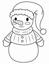 Snowman Coloring Hat Coat Wearing Pages Printable sketch template