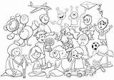 Playgroup Vectors Playful Coloring Children Group Book Psd sketch template