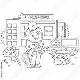 Hospital Coloring Doctor Cartoon Outline Near Vector Comp Contents Similar Search sketch template