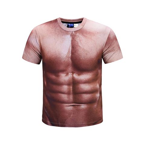 chic muscle  neck masculine  pack abs  shirt unisex funny muscle tee shirt undershirt