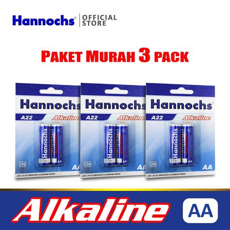 jual baterai battery hannochs alkaline aaa  pcs paket