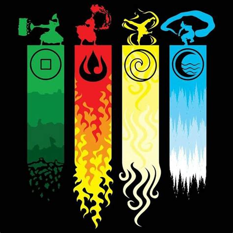 avatar the last airbender water earth fire air earth fire air and water by johnnygreek989