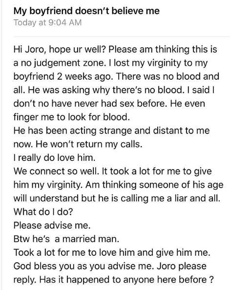 I Lost My Virginity To A Married Man Lady Recounts