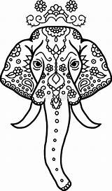 Elephant Mandala Head Drawing Zentangle Coloring Indian Getdrawings Pages Choose Board sketch template