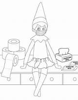 Elf Coloring Pages Shelf Printable Christmas Girl Quarantine Cute Mask sketch template
