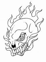 Coloring Pages Skull Flaming Flames Getdrawings Skulls sketch template